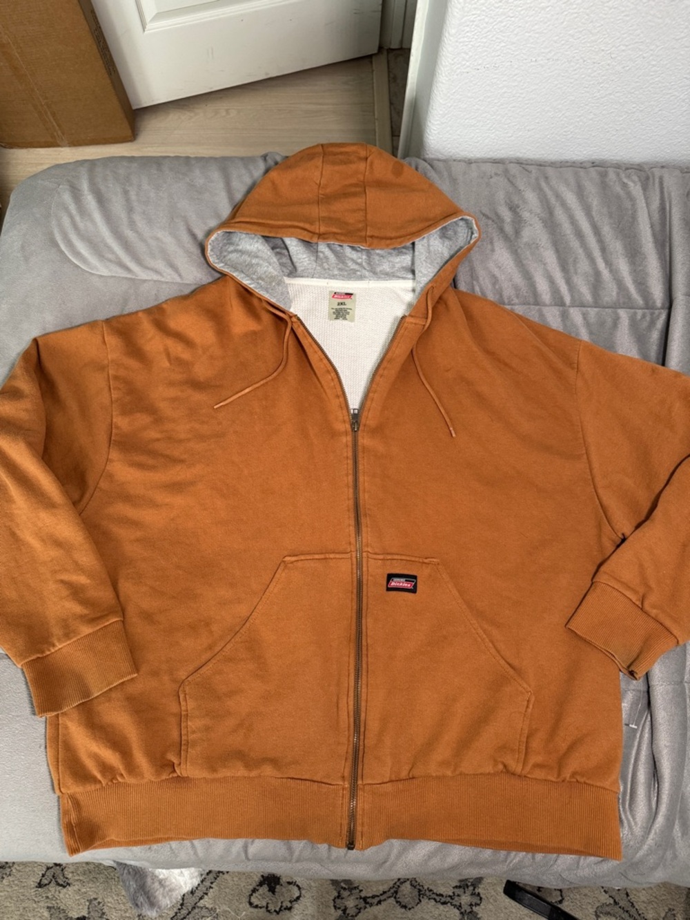 Dickies Mens Burnt Orange 80% cotton thermal insulated Zip-Up workman Hoodie 2XL